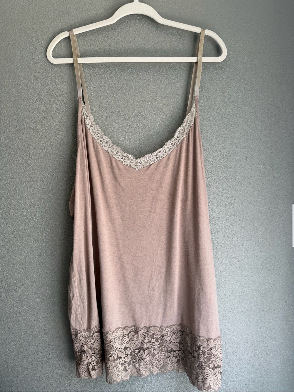 Lane Bryant Lace-Trim Tank in Tan